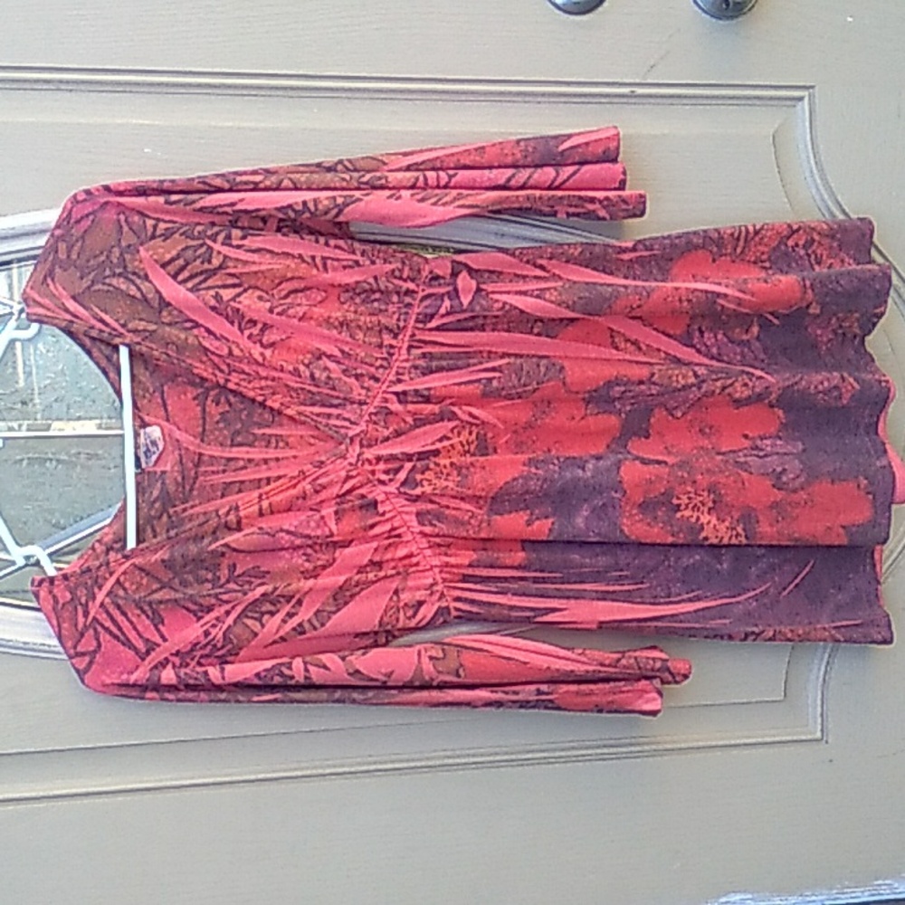 DB Sport Burnt Orange 3/4 Sleeve Floral Top